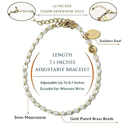 Morchic Natural Moonstone Adjustable Bracelet for