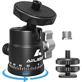 Ailight Mini Ball Head, 360&deg; Panoramic Tripod Head, Universal 1/4" to 3/8" Screw Adapter Swivel Ball Head Tripod Mount, Dual Cold Shoe Mount for DSLR Cameras Camcorder Light Photograph Accessories