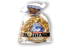 Kontos Bakery, Whole Wheat Smart Pockets Pita Bread, Low Sodium, Low Calorie, Naturally Vegan, Cholesterol Free ( 28oz, 10 Pita Breads Total)