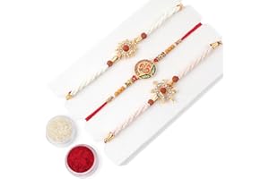 KSJONE Set of 3 Rudraksha Design Rakhi Set for Men Multicolor Thread Rakhi for Brother/Bhaiya/Bhabhi/Bhai/Bro Rakshabandan Sister Rakhee Mauli Bracelet