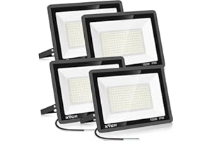 XYCN 4 Pack 100W LED Flood Light, IP66 Waterproof Outside Flood Light, 12500LM Super Bright Outdoor Security Lights, 5000K Daylight White Floodlight for Yard Garden Playground Basketball Court Patio
