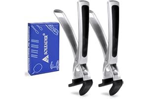 SOLEADER Hot Plate Gripper, Pizza Pan Gripper, Heavy Duty Non-Slip Hot Plate Bowl Lifter with Food Out from Pots, Microwave, 