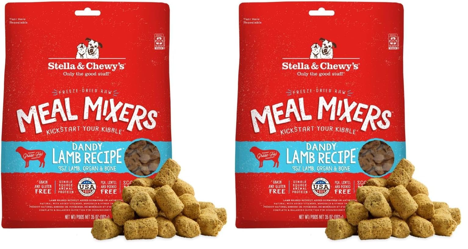 Stella & Chewy's Freeze-Dried Raw Lamb Meal Mixers- Dog Food Topper and Mixer - Made with 95% Grass-Fed Lamb, Organs & Bone - Perfect for Picky Eaters - Grain-Free - 35 oz (Pack of 2) Image