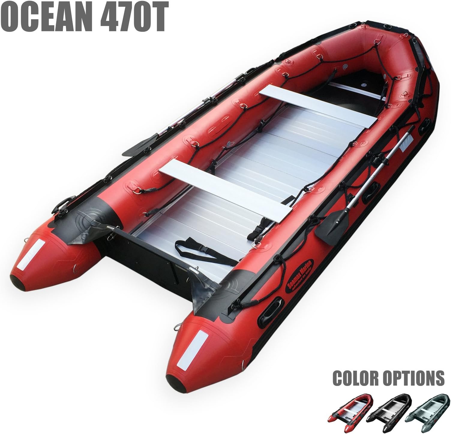 SEAMAX Ocean470T 15.5 Feet Commercial Grade Inflatable Boat, Max 12 Passengers and 40HP Rated