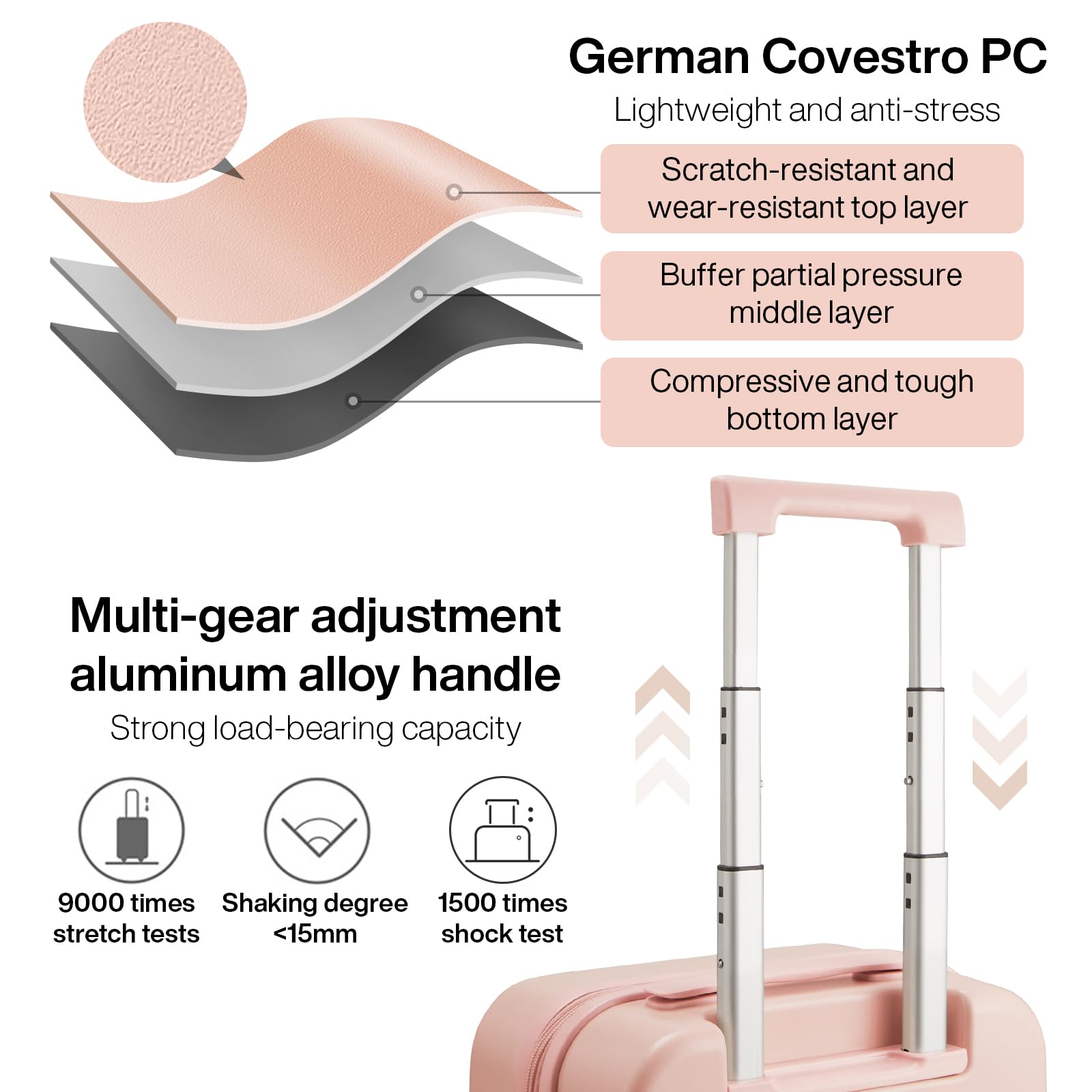 Hanke 14 Inch Underseat Luggage Personal Item Carry on Suitcase, Mixi Spinner Wheels Pink Hardshell Lightweight Rolling Suitcases PC with Cover & TSA Lock for Short Travel