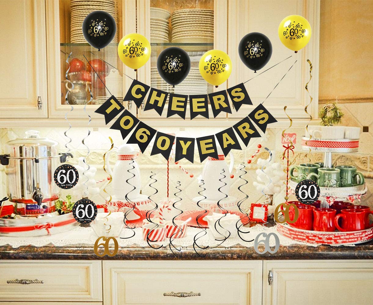 Cheers To 30 Years Banner Bunting Garland Number 30th Balloons