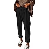 APOFER Womens Corduroy Drawstring Pants Casual High Waisted Elastic Trousers,Size-Inclusive,Size S to XXL,Inseam 26,28,30
