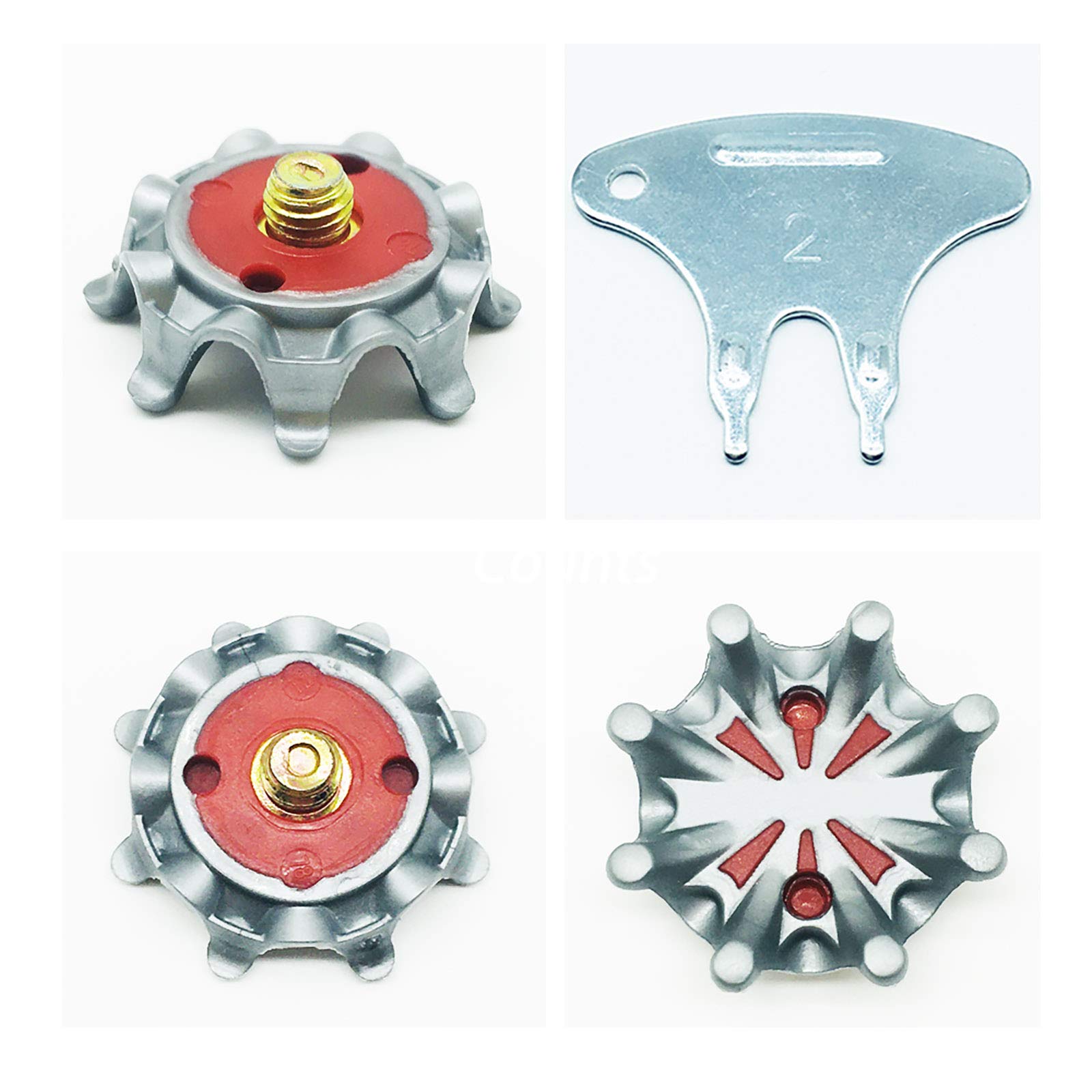 LONGKUN 28 Count Golf Shoes Spikes Replacements Metal Thread Screw Golf Cleats Replacement,๏ผ1/4 Inch Thread๏ผ Golf Shoes Spikes Screw Easy to Install for Golf Shoes (Gray Red)