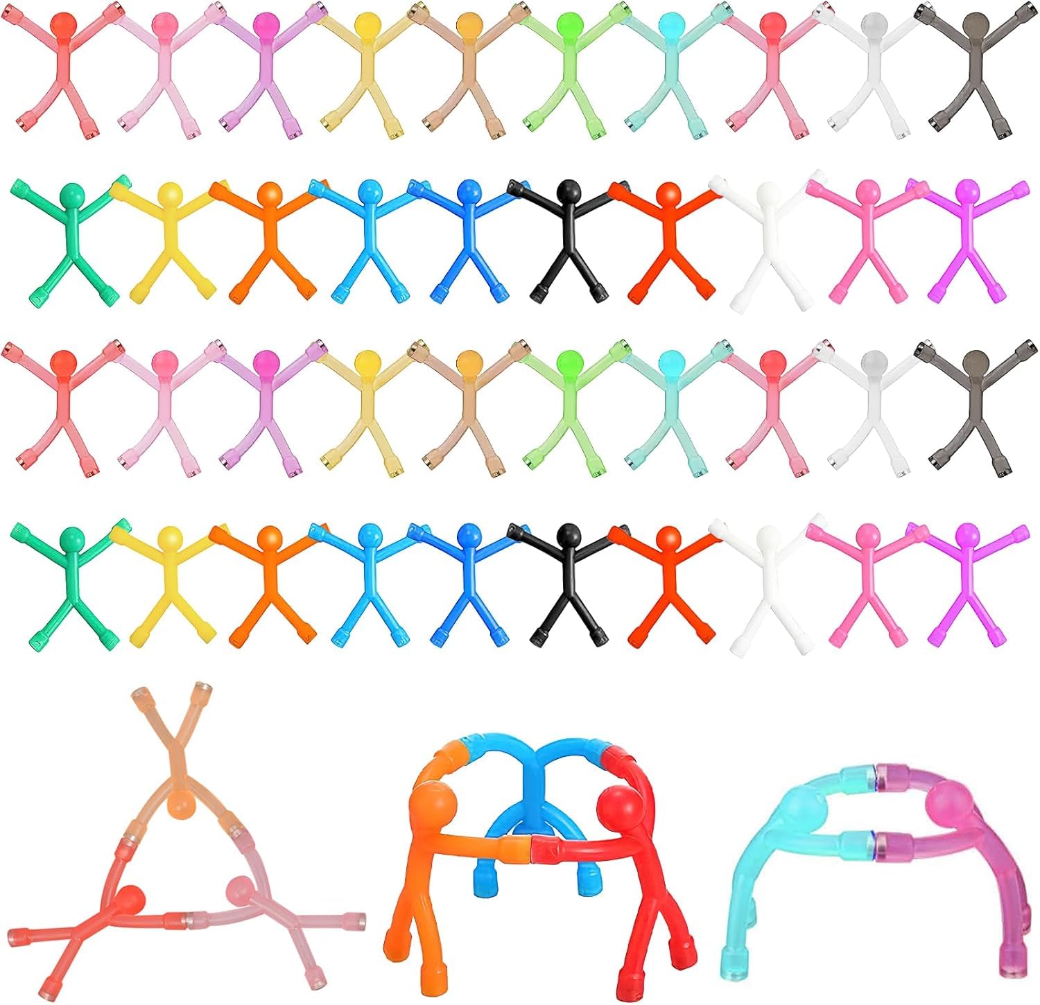 40Pcs Fridge Magnetic Men, Mini Fridge Magnet Men Magnetic Travel Toys Silicone Funny Magnetic People Fidget Toy for Adult Refrigerator Home Decoration, 10 Colors