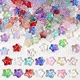 120 Pcs Mix Color 8mm Star Beads - Five Pointed Stars Crystal Glass Beads for Bracelets, Necklace, Earring and DIY Craft
