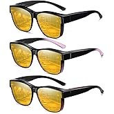 Wzerry Night Vision Glasses Polarized for Men Women (Nighttime Driving Glasses Over Glasses for Driving)