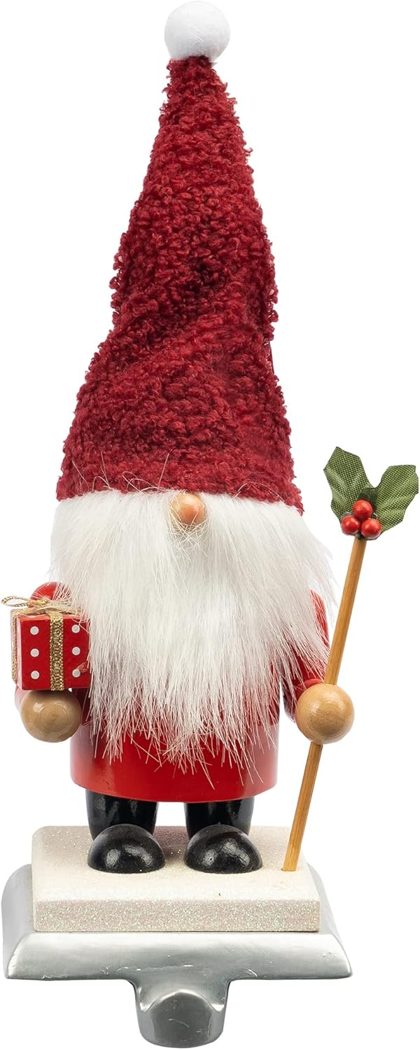 Nutcrackers - Nerosun 7 inch Christmas Stocking Holders, Xmas Wooden Gnomes Nutcrackers Figures Decorations, Santa Doll Christmas Table Home Decorations(RED)