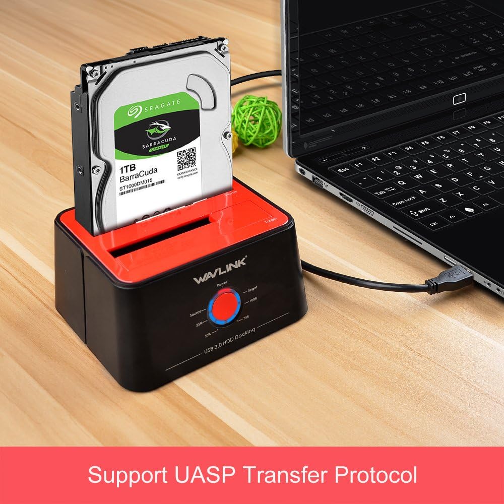 WAVLINK USB 3.0 to SATA I/II/III Dual-Bay External Hard Drive Docking Station for 2.5/3.5 Inch HDD/SSD with UASP(6Gbps) /Offline Clone Duplicator Function (2x16TB) - Image 4