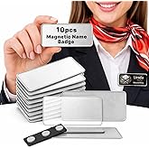 CiLoN Magnetic Name Badge with Clear Acrylic Cover. DIY Customizable 1.5" x 3" Round Corners. Reusable Magnetic Name Tags for Hotels, Restaurants, Schools, Stores & Teams. (10, Silver, Big: 1.5" x 3")