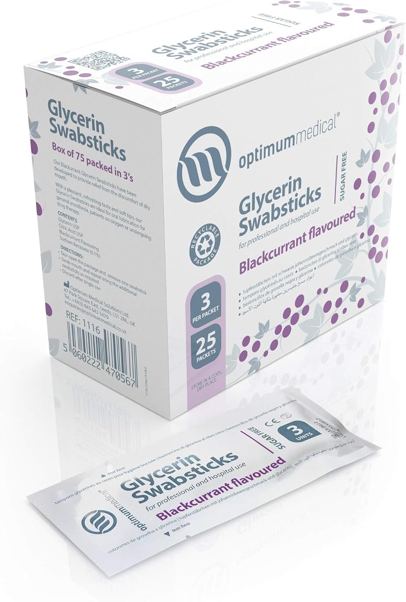 Optimum Medical Glycerin Swabsticks Blackcurrant 75 – Sugar Free Refresher