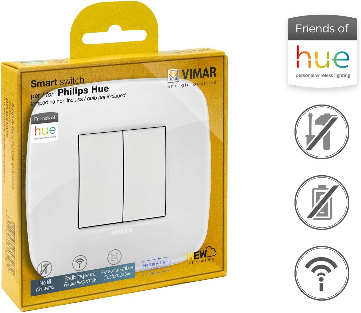 VIMAR 0K03906.06 Arké Round Friends of Hue Smart Switch Kit, Wireless Light Switch Without Battery - Image 4
