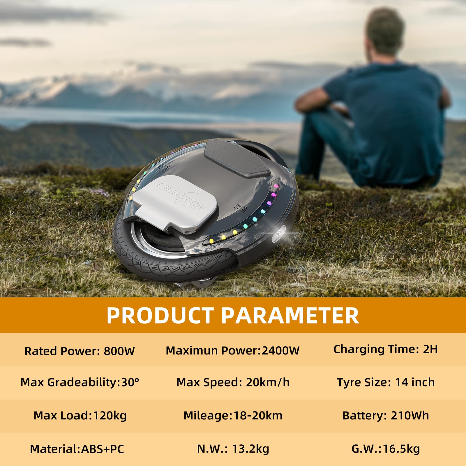 Kingsong 14M Electric Unicycle for Riders, 14 Inch Electric Unicycle for Beginners, Commuter EUC