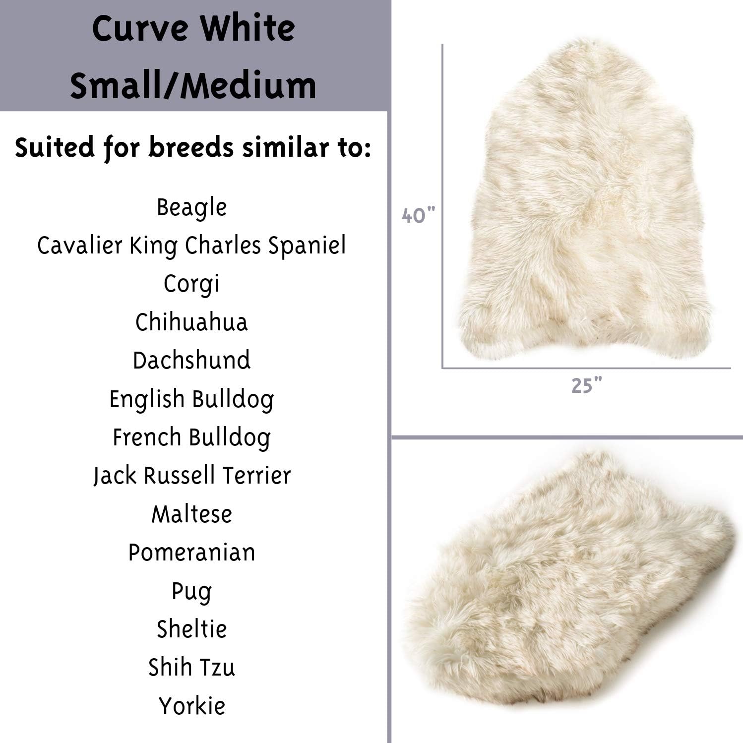 Treat A Dog Puprug Faux Fur Memory Foam Orthopedic Bed, Premium Memory Foam Base, Ultra-Soft Faux Fur Cover, Modern and Attractive Design (Small/Medium, Curve White) : Pet Supplies