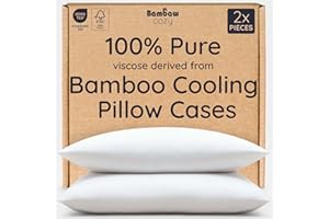 Bambaw 100% Viscose Derived from Bamboo Pillowcase Standard Size – Set of 2 Cooling Pillow Cases Standard Size, Breathable & Anti Acne Pillow Case, Cooling Pillow Cover with Envelope Closure (White)