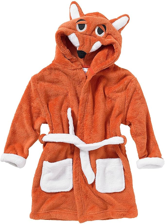Animal Crazy Childs Boys Girls Fox Bath Robe Dressing Gown Supersoft