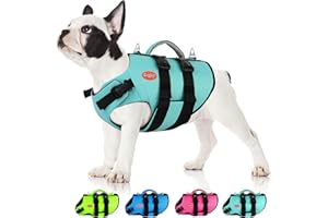 Doglay Dog Life Jacket-Ripstop Superior Buoyancy Dog Life Vest, Reflective Pet Life Preserver with Handle for Boating and Swimming, Adjustable Neoprene Safety Lifesaver for Small Medium Large Dogs