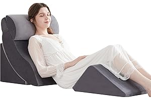 A2ZCOMFY 4PCS Orthopedic Bed Wedge Pillow Set for After Surgery, Memory Foam for Sleeping, Rotator Cuff Post Surgery, Sit Up Pillow for Shoulder and Back Support, Grey