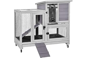 GUTINNEEN Rabbit Cage Indoor Rabbit Hutch Bunny Hutch Outdoor, Guinea Pig Cages with Removable Bottom Wire Netting - Easy Clean Large