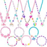 SIELEVIN Little Girl Jewelry for Kids Toddler Necklace Bracelet Set Gifts | with Unicorn Mermaid Pendant, Toddler Jewelry Princess Gifts for 3 4 5 6 7 8 Years Old