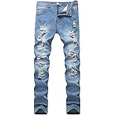 TIRANGER C Men's Ripped Skinny Slim Fit Stretch Distressed Destroyed Jeans Denim Pants