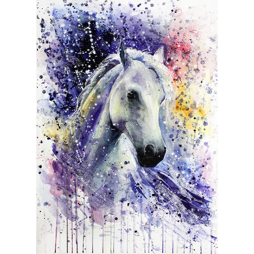 WOWDECOR 5D Diamond Painting Kits, Colorful Pentium Horse Animals Full Drill DIY Diamond Art Cross Stitch Paint by Numbers