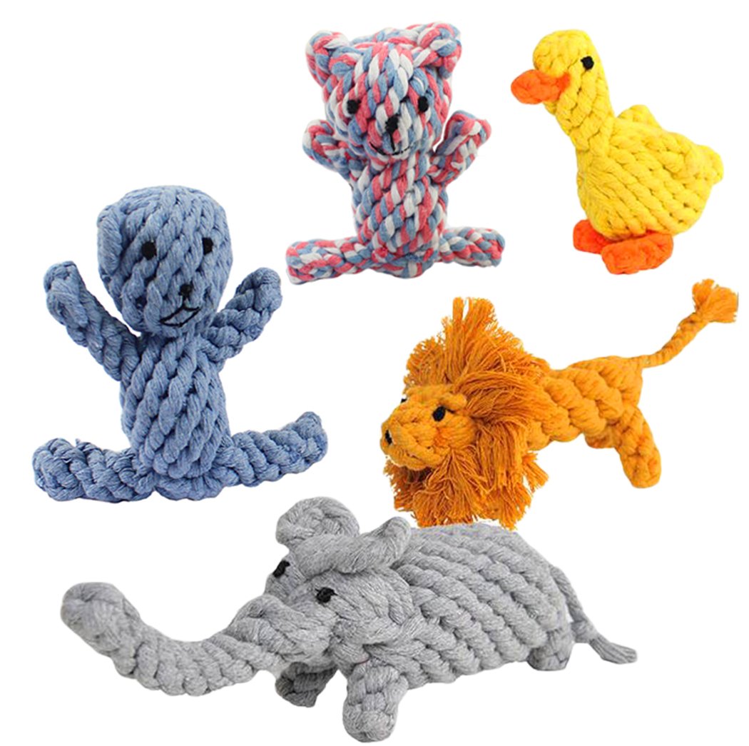 XIAOYU Dog Chew Toy, Dog Rope Toy, Durable Interactive Cotton Toys Dental Health Teeth Cleaning for Small, Medium Dog, Pack of 5(Colors May Vary)