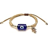 Murano Bracelet, Lampwork Bracelet, Evil Eye Bracelet, Protective Eye Bracelet, Adjustable Bracelet, Hamsa Bracelet, Women bracelets, Gifts for Her, Blue Evil Eye.