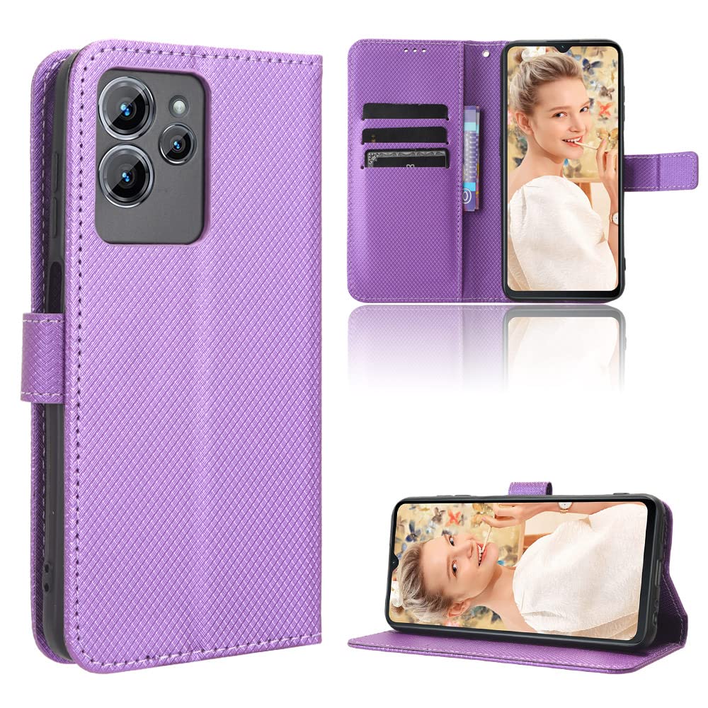 TIANYUE Wallet Case for Oukitel C32, diamond pattern Wallet PU Leather Phone, with Card Holder Kickstand Magnetic Closure Cover for Oukitel C32-Purple