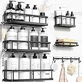 YASONIC Shower Caddy Adhesive, Rustproof Shower Organizer with Soap Holder, Large Capacity Shower Shelves for Inside Shower, 
