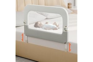 OMZER Bed Guard Rail for Toddlers - 32inch Folding up & Adjustable Heights Baby Bed Safety Rails - Portable Toddler Bed Barrier Railing Guard for Kids Twin, Bunk, Queen, Full Size Bed