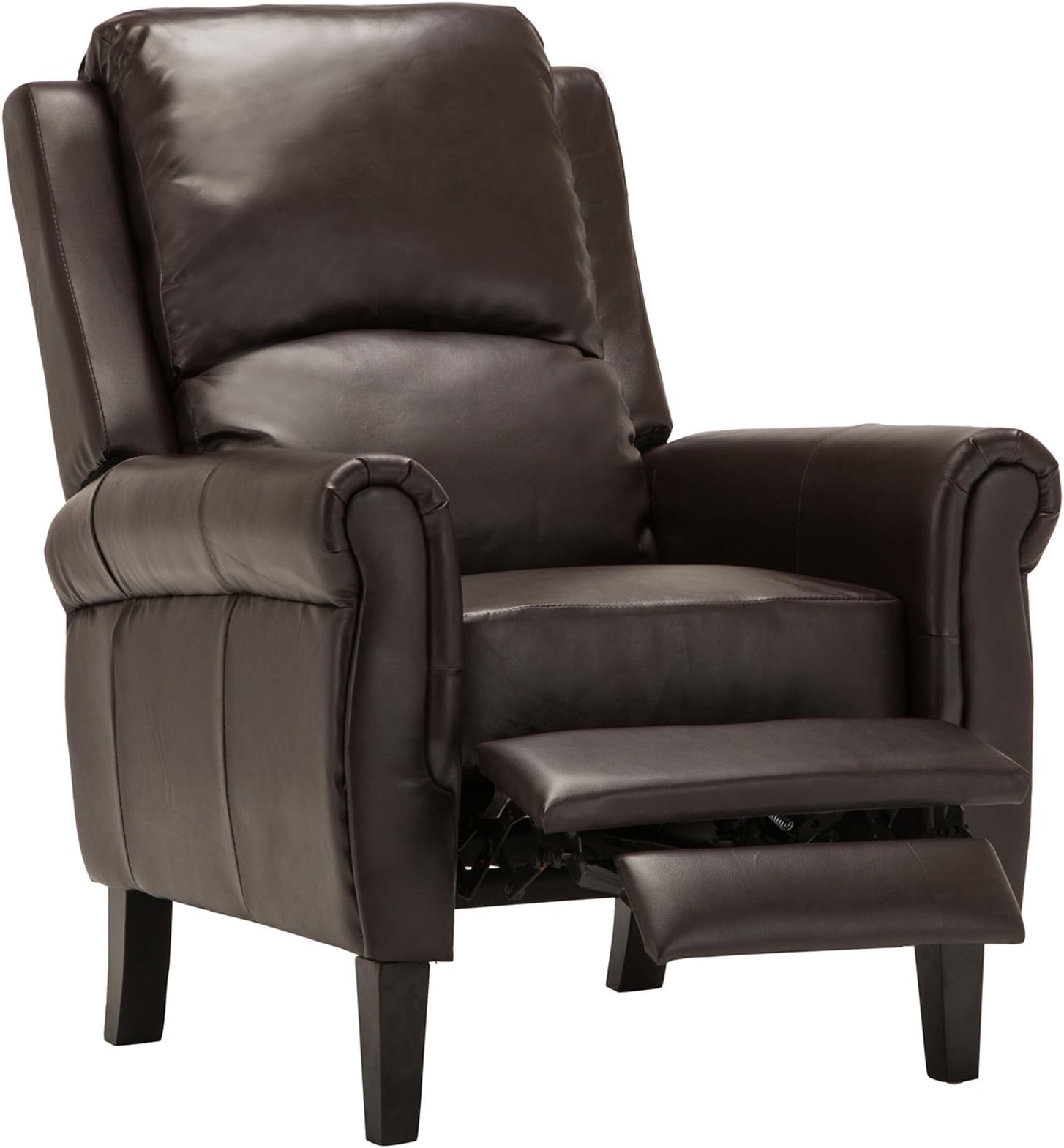 RECLINER GENIUS Manual Recliner Chair Lounger Leather Sofa Seat Glider Armchair with Foot Rest Home Theater, Brown