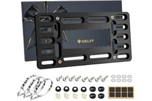 OKLPF No-Drill Front License Plate Mounting Kit - Universal License Plate Bracket Holder for Cars, Trucks & SUVs with Stainless Steel Hardware & Anti-Theft Screws