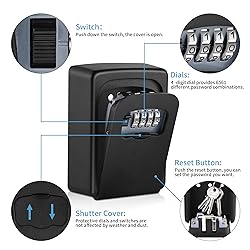 Key Lock Box Wall Mounted,4 Digit Combination