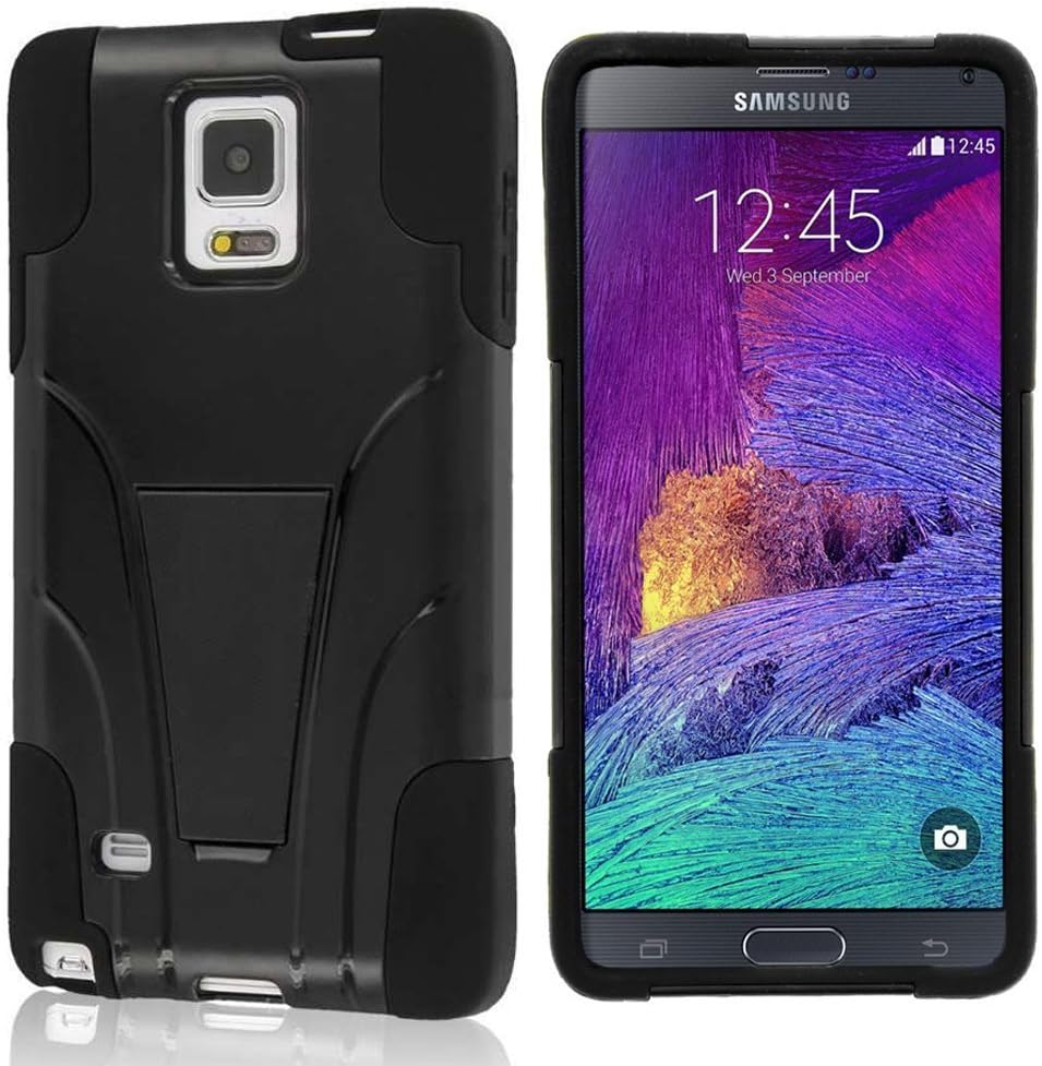 Note 4 Case,GOODEX Shockproof Drop Proof Slim Dual Layer Hybrid Silicone Armor with Kickstand Protective Case Cover for Samsung Galaxy Note 4 N960C N960F BLACK