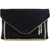 FashionPuzzle Oversized Envelope Clutch Evening Bag with Chain Strap
