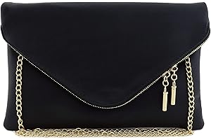 FashionPuzzle Oversized Envelope Clutch Evening Bag with Chain Strap