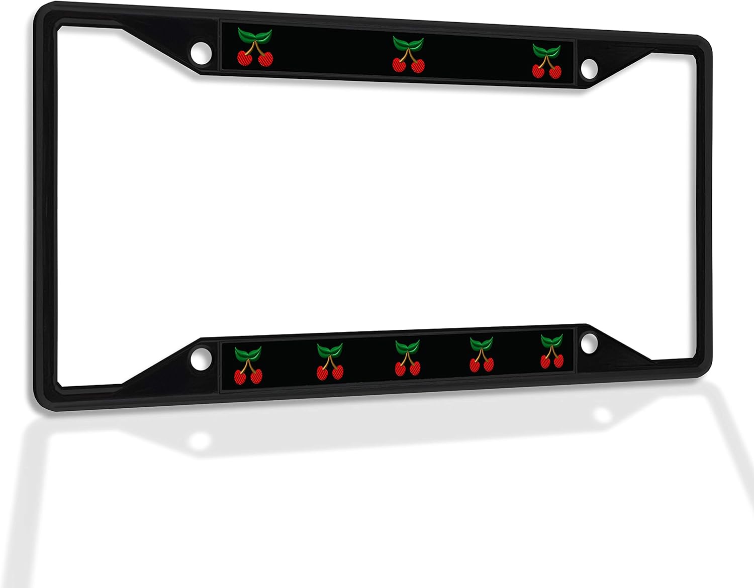 Fastasticdeals Metal Insert License Plate Frame Cherries Food B Weatherproof Car Accessories Black 4 Holes Solid Insert