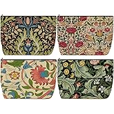 4 Pieces Makeup Bag Classic Flower Botanical Floral Aesthetics Skincare Bag Travel Toiletry Bag Makeup Pouch Cosmetic Bag Friendship Thank You Gifts for Women Aunt Girls Friends Bestie Manager Boss