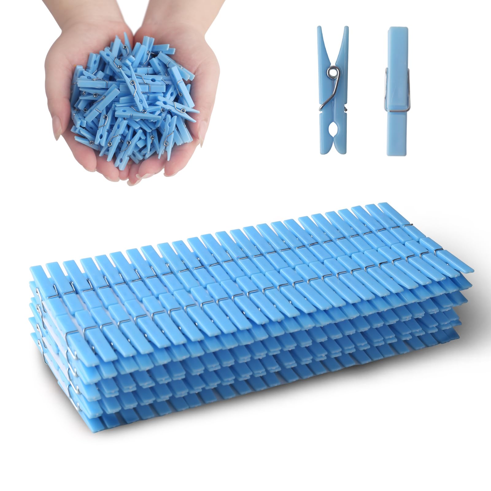 Photo 1 of 200PCS Blue Plastic Clothes Pins for Girl/Boy Baby Don't say Baby Shower Games, DIY Crafts, Photos 1.35 Inch Small Mini Pins, Tiny Clips for Laundry & Picture Displays Gender Reveal Party Decorations