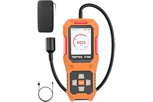 TopTes PT-830S Rechargeable Gas Leak Detector with 36.8 cm Flexible Probe, Range 0-10000 ppm, TFT Color Display & 3 Types Ala