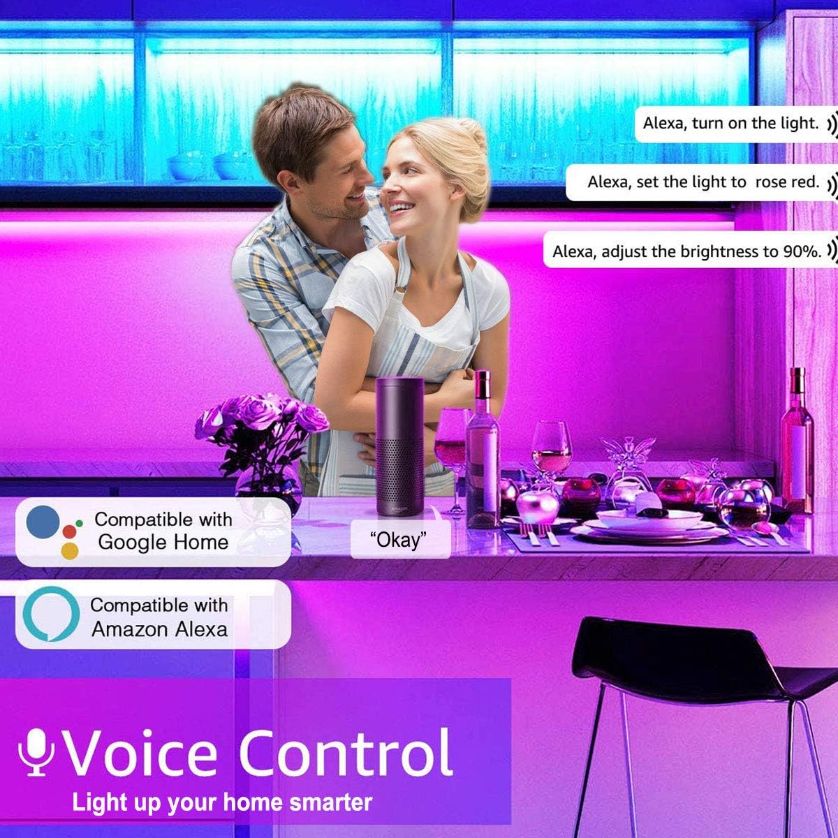 Alexa LED Strip Lights with Remote 15m, HAYAYO Smart WiFi APP