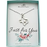 MOM & THREE DAUGHTERS Texas Charm with Star Women's Necklace in Silver Toned Metal | Handmade 16 Inch Stainless Steel Cable Chain with Two Inch Extender | Lone Star State |