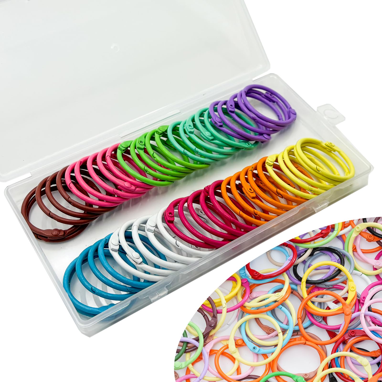 Photo 1 of 50pcs 1 inch Metallic Binder Rings for Index Cards Flashcards, 10 Colors Small Colorful Metal Steel Book Notebook Paper Rings Keychain Key Rings for School Office Home (50, 1 inch)