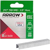 Arrow 276 JT21 Thin Wire Staples for Staple Guns and Staplers, 1000 Count | 3/8" Leg Length, 7/16" Crown Width, Heavy-Duty Galvanized Steel, Use for Upholstery, Crafts, General Repairs