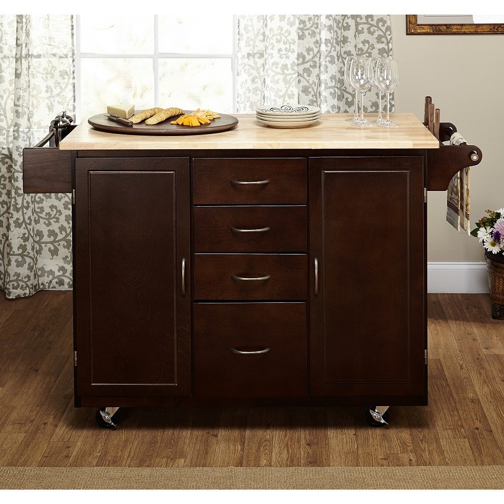 Best Simple Living Espresso/Natural Country Cottage Kitchen Cart